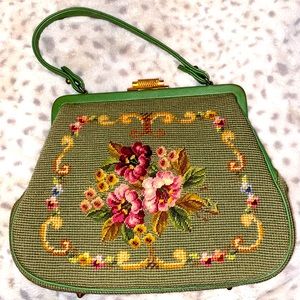 Vintage Needlepoint Handbag Green